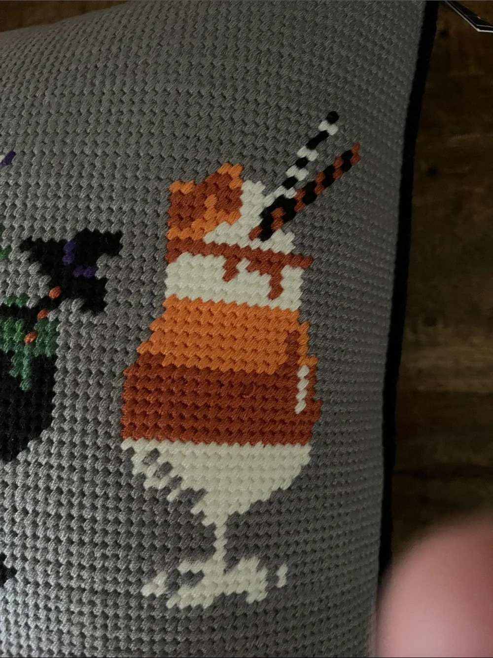 Martha Stewart Gray Halloween Cocktail Embroidered Pillow